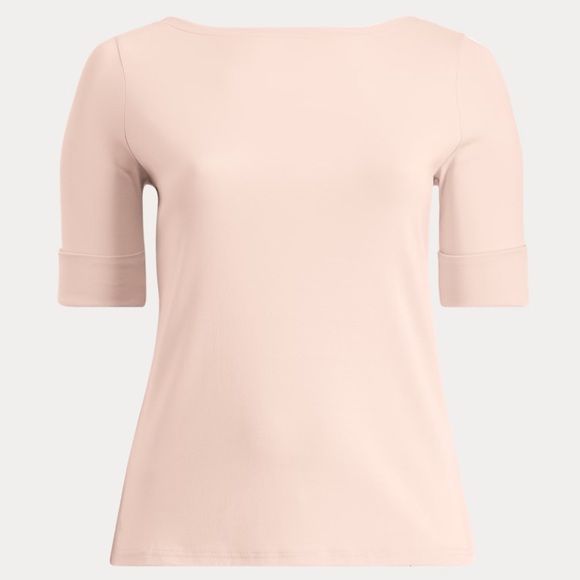 🆕 Lauren Ralph Lauren Stretch Cotton Boatneck Top T-shirt - Picture 2 of 11